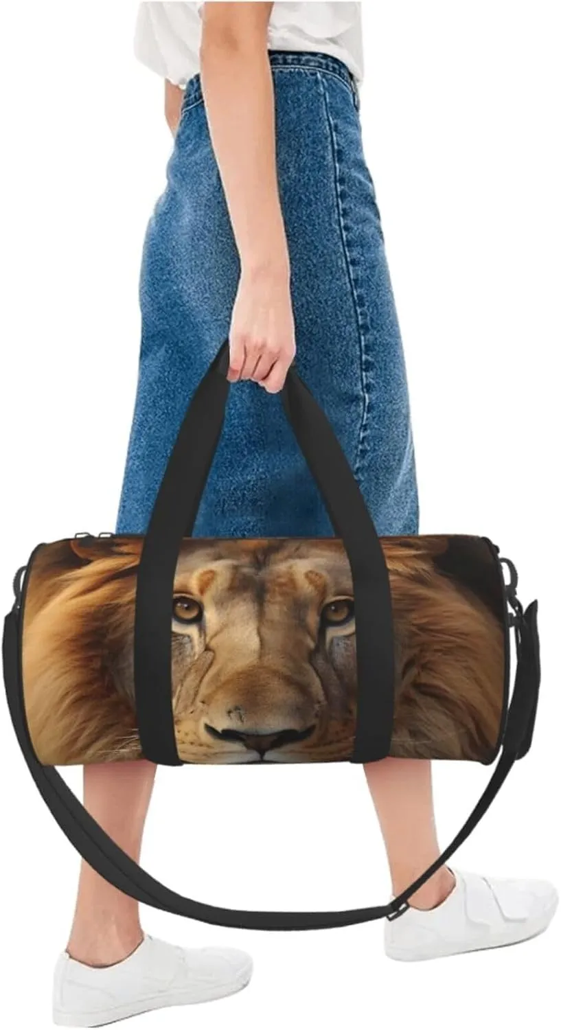 Travel Duffle Bag Weekender Bags for Men Women with Shoe Compartment Large Capacity Weekender Overnight Bag African Lion Head Carry On Tote Bags Sport Gym Bag for Travel Yoga
