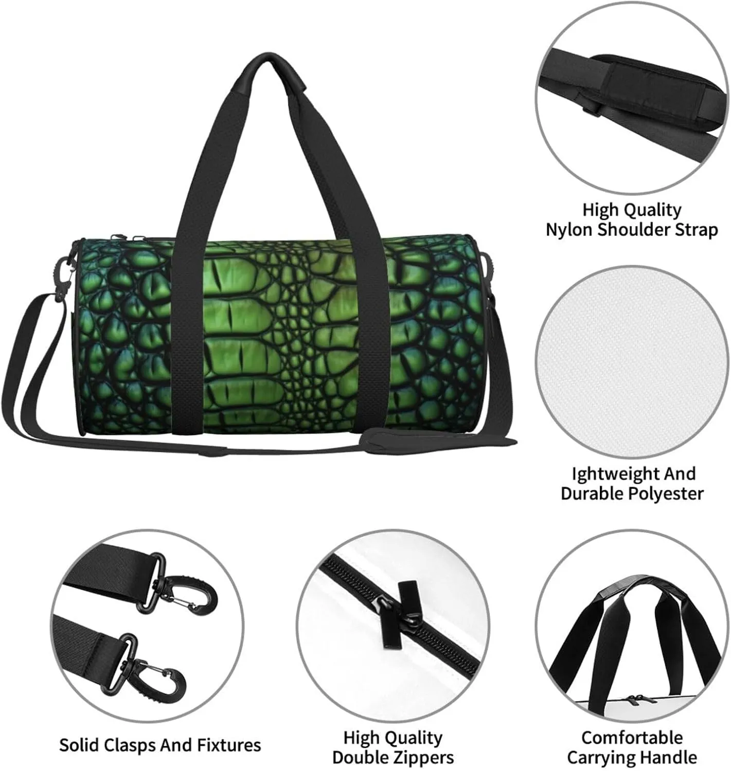 Travel Duffle Bag Weekender Bags For Men Women With Shoe Compartment Large Capacity Weekender Overnight Bag Alligator Skin Carry On Tote Bags Sport Gym Bag For Travel Yoga