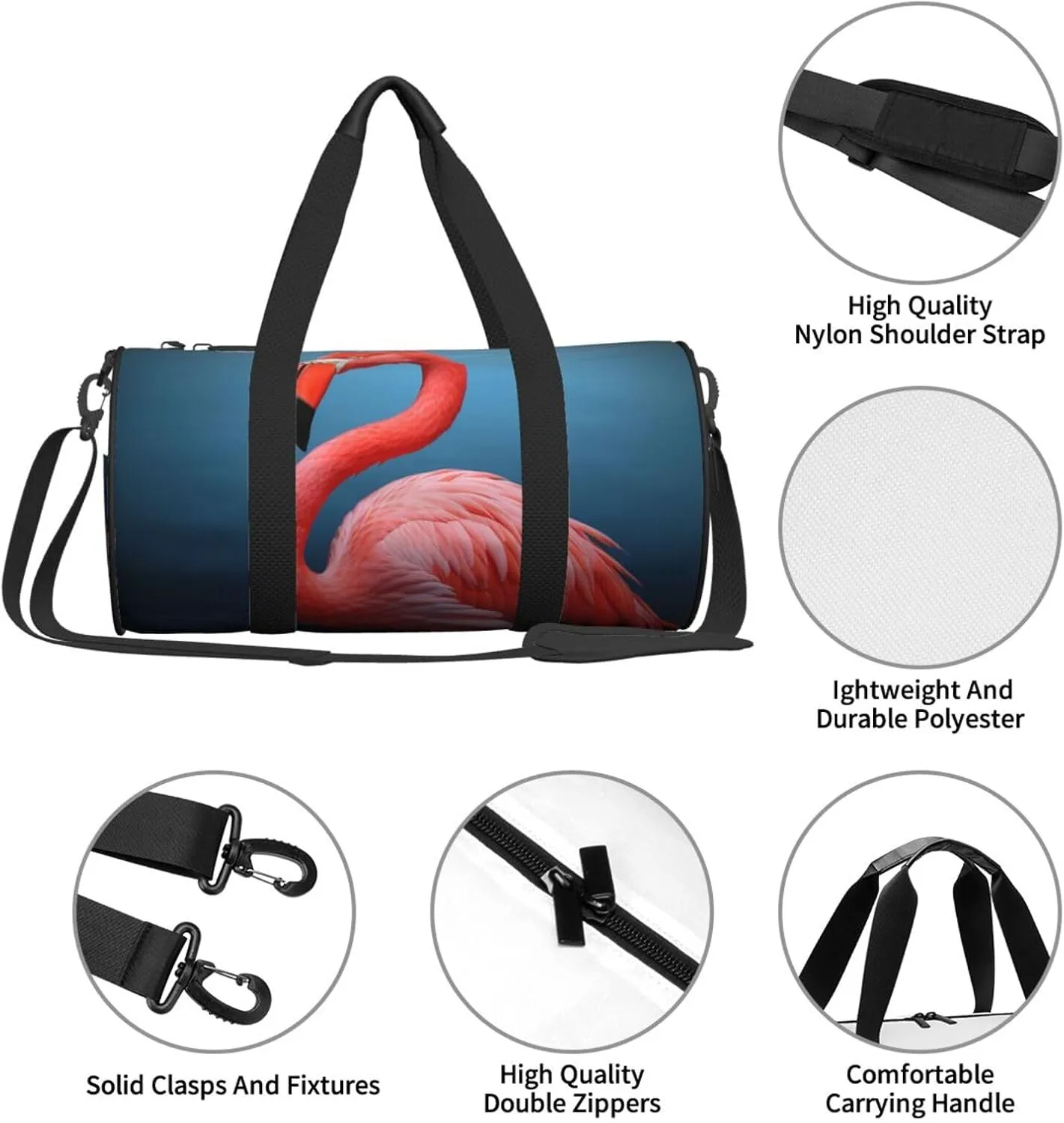 Travel Duffle Bag Weekender Bags for Men Women with Shoe Compartment Large Capacity Weekender Overnight Bag Animal Flamingo Carry On Tote Bags Sport Gym Bag for Travel Yoga