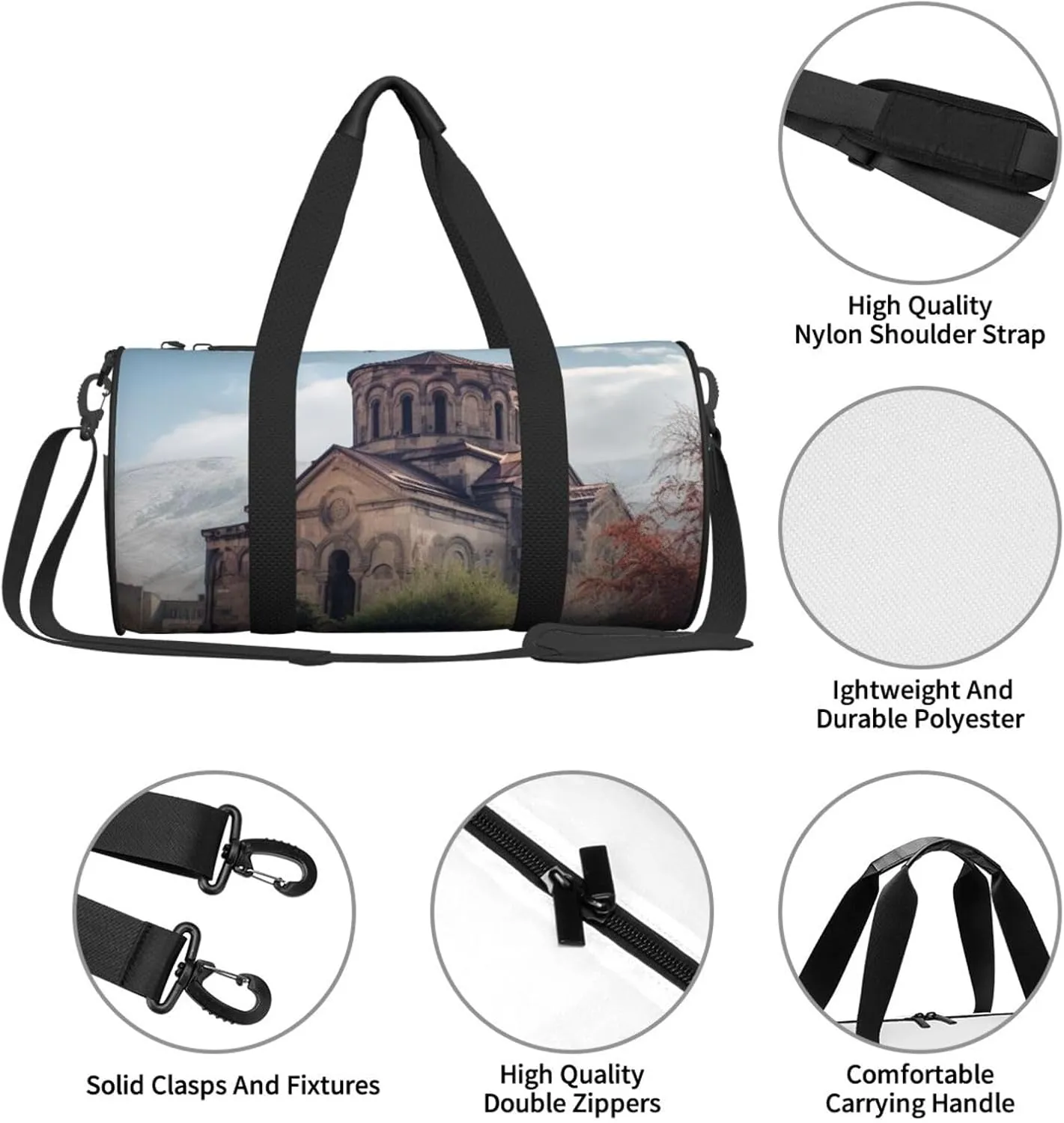Travel Duffle Bag Weekender Bags For Men Women With Shoe Compartment Large Capacity Weekender Overnight Bag Armenian Church Carry On Tote Bags Sport Gym Bag For Travel Yoga