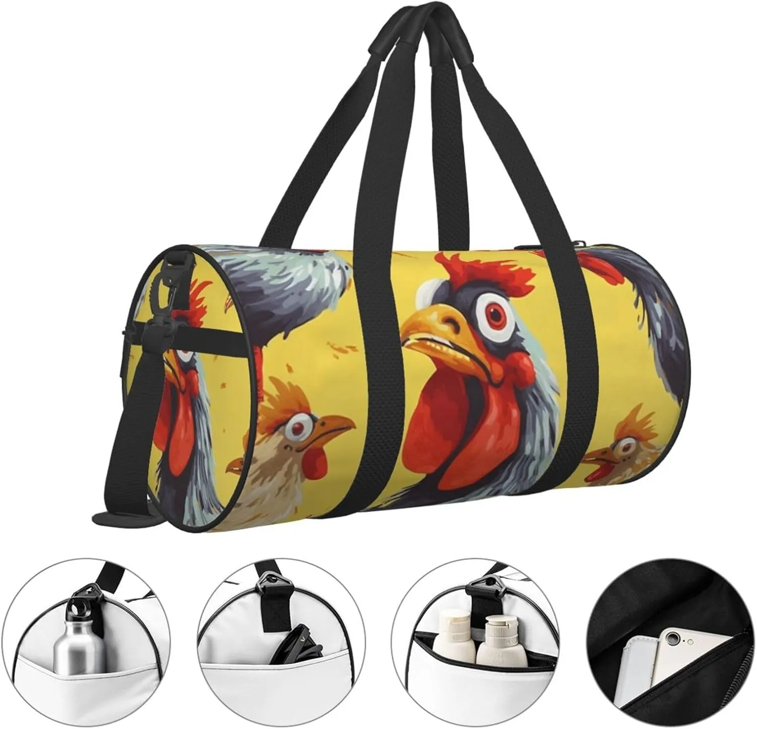 Travel Duffle Bag Weekender Bags For Men Women With Shoe Compartment Large Capacity Weekender Overnight Bag Art Chicken Painting Carry On Tote Bags Sport Gym Bag For Travel Yoga