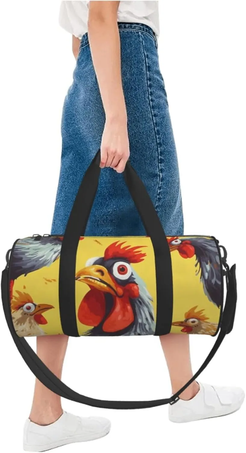 Travel Duffle Bag Weekender Bags For Men Women With Shoe Compartment Large Capacity Weekender Overnight Bag Art Chicken Painting Carry On Tote Bags Sport Gym Bag For Travel Yoga