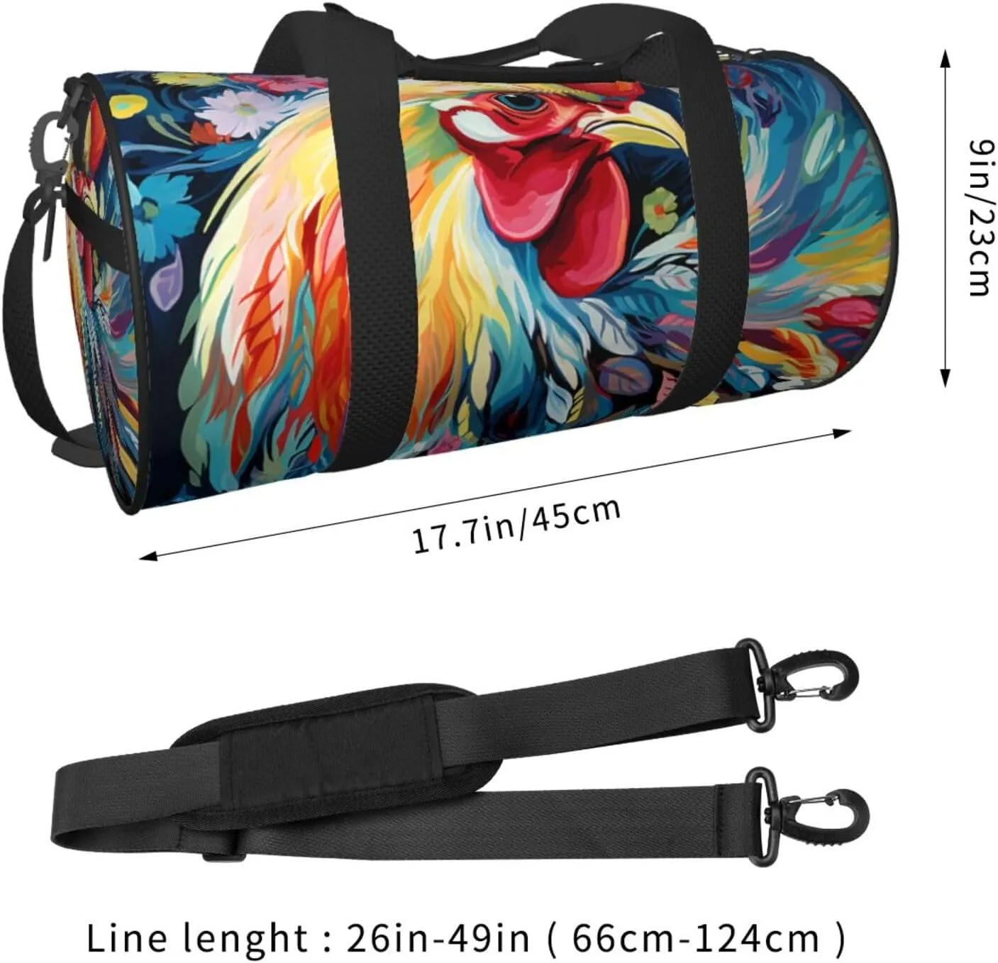 Travel Duffle Bag Weekender Bags for Men Women with Shoe Compartment Large Capacity Weekender Overnight Bag Art colorful Chicken Carry On Tote Bags Sport Gym Bag for Travel Yoga