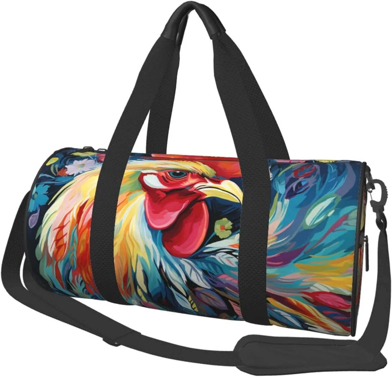 Travel Duffle Bag Weekender Bags for Men Women with Shoe Compartment Large Capacity Weekender Overnight Bag Art colorful Chicken Carry On Tote Bags Sport Gym Bag for Travel Yoga