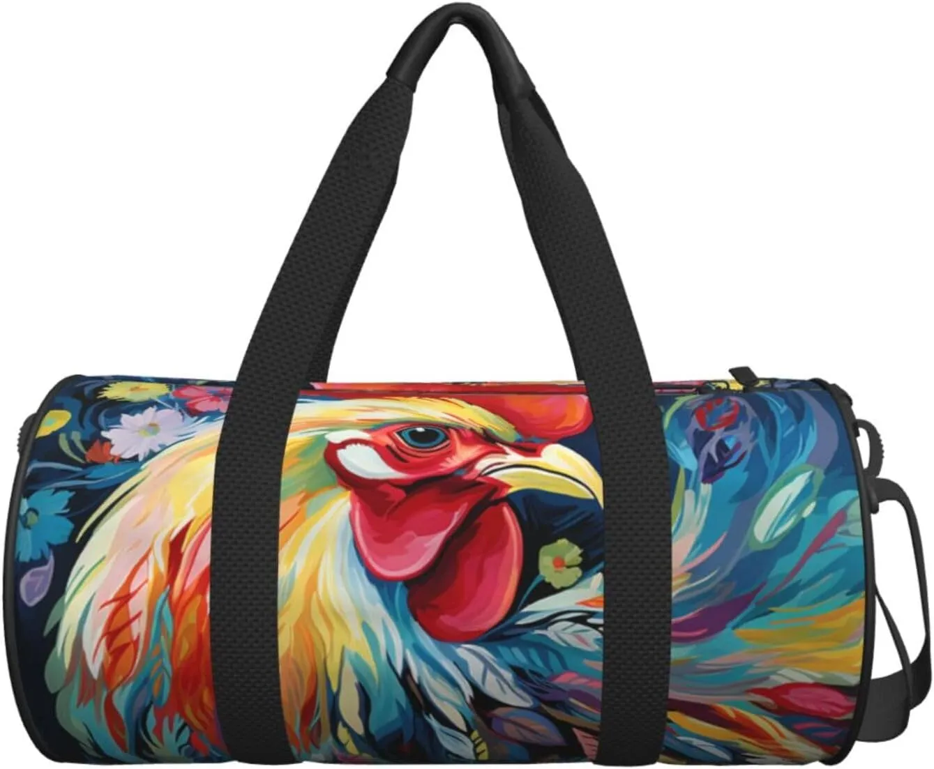 Travel Duffle Bag Weekender Bags for Men Women with Shoe Compartment Large Capacity Weekender Overnight Bag Art colorful Chicken Carry On Tote Bags Sport Gym Bag for Travel Yoga