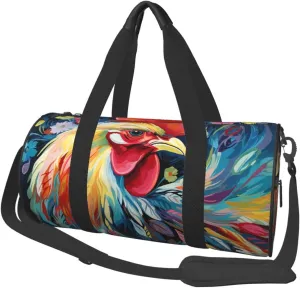 Travel Duffle Bag Weekender Bags for Men Women with Shoe Compartment Large Capacity Weekender Overnight Bag Art colorful Chicken Carry On Tote Bags Sport Gym Bag for Travel Yoga