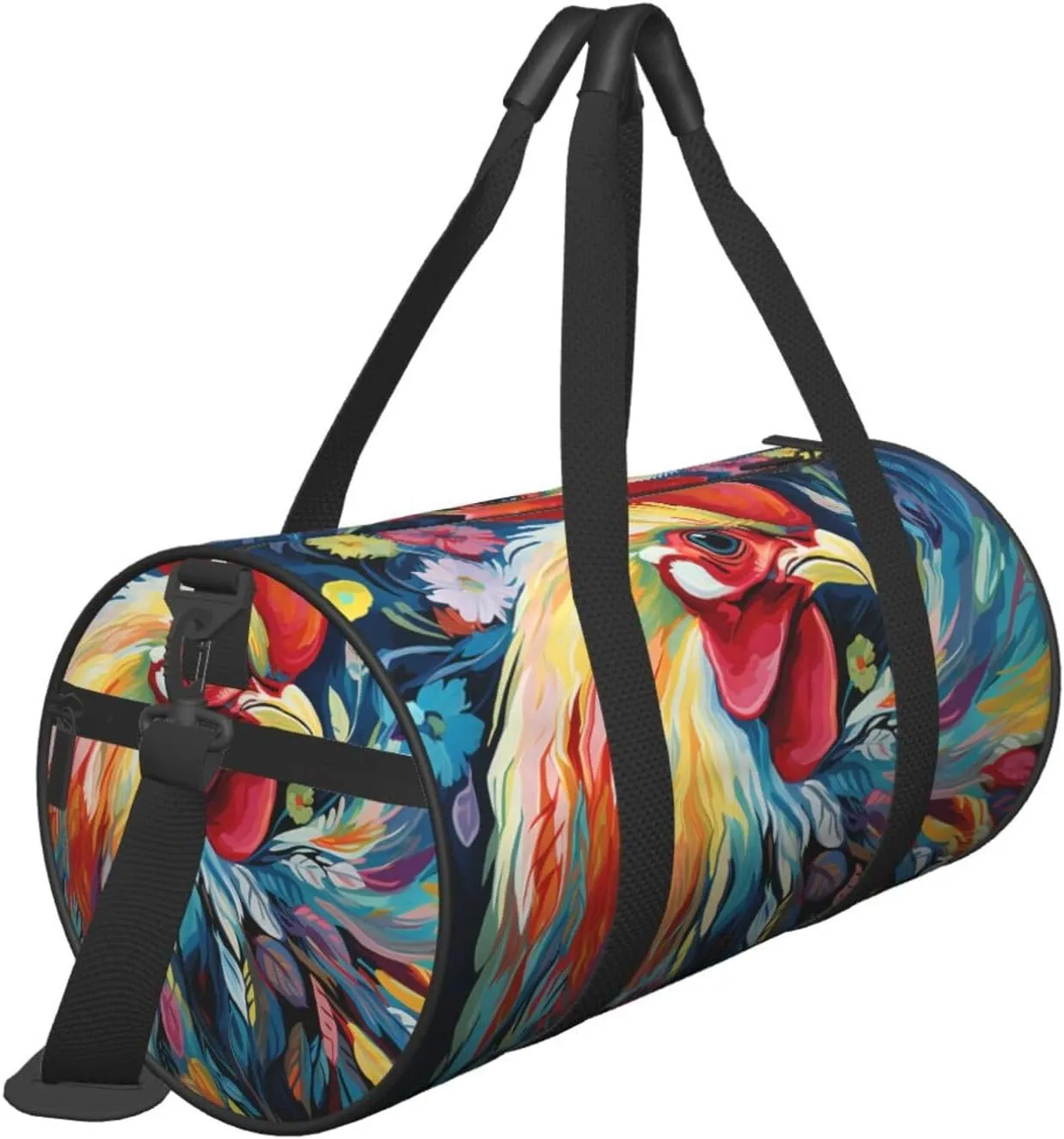 Travel Duffle Bag Weekender Bags for Men Women with Shoe Compartment Large Capacity Weekender Overnight Bag Art colorful Chicken Carry On Tote Bags Sport Gym Bag for Travel Yoga