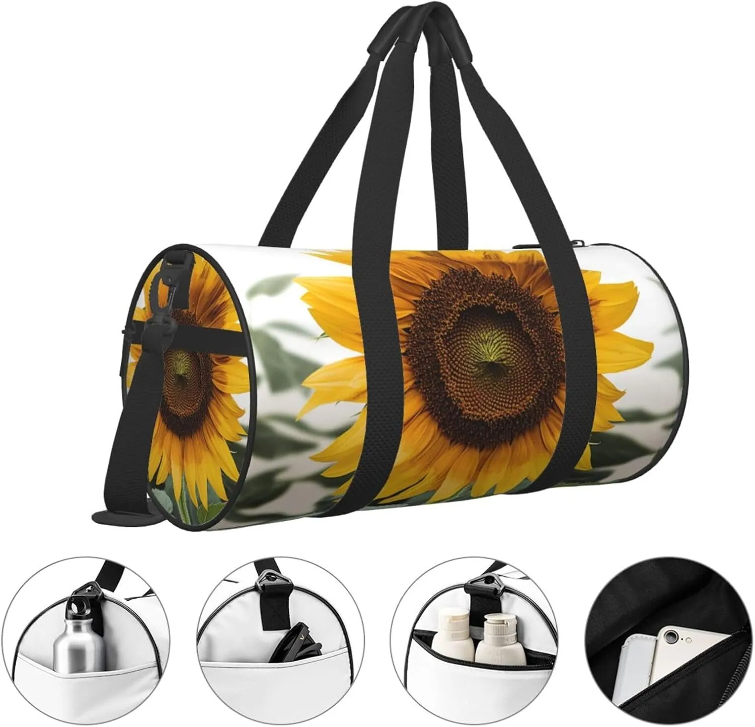 Travel Duffle Bag Weekender Bags for Men Women with Shoe Compartment Large Capacity Weekender Overnight Bag Bloom Sunflower Carry On Tote Bags Sport Gym Bag for Travel Yoga