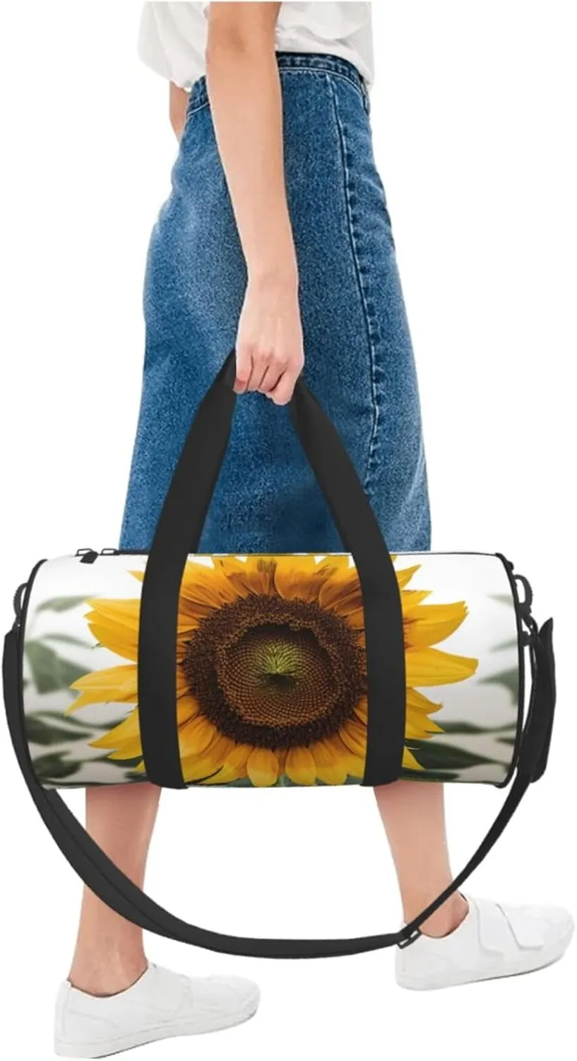 Travel Duffle Bag Weekender Bags for Men Women with Shoe Compartment Large Capacity Weekender Overnight Bag Bloom Sunflower Carry On Tote Bags Sport Gym Bag for Travel Yoga