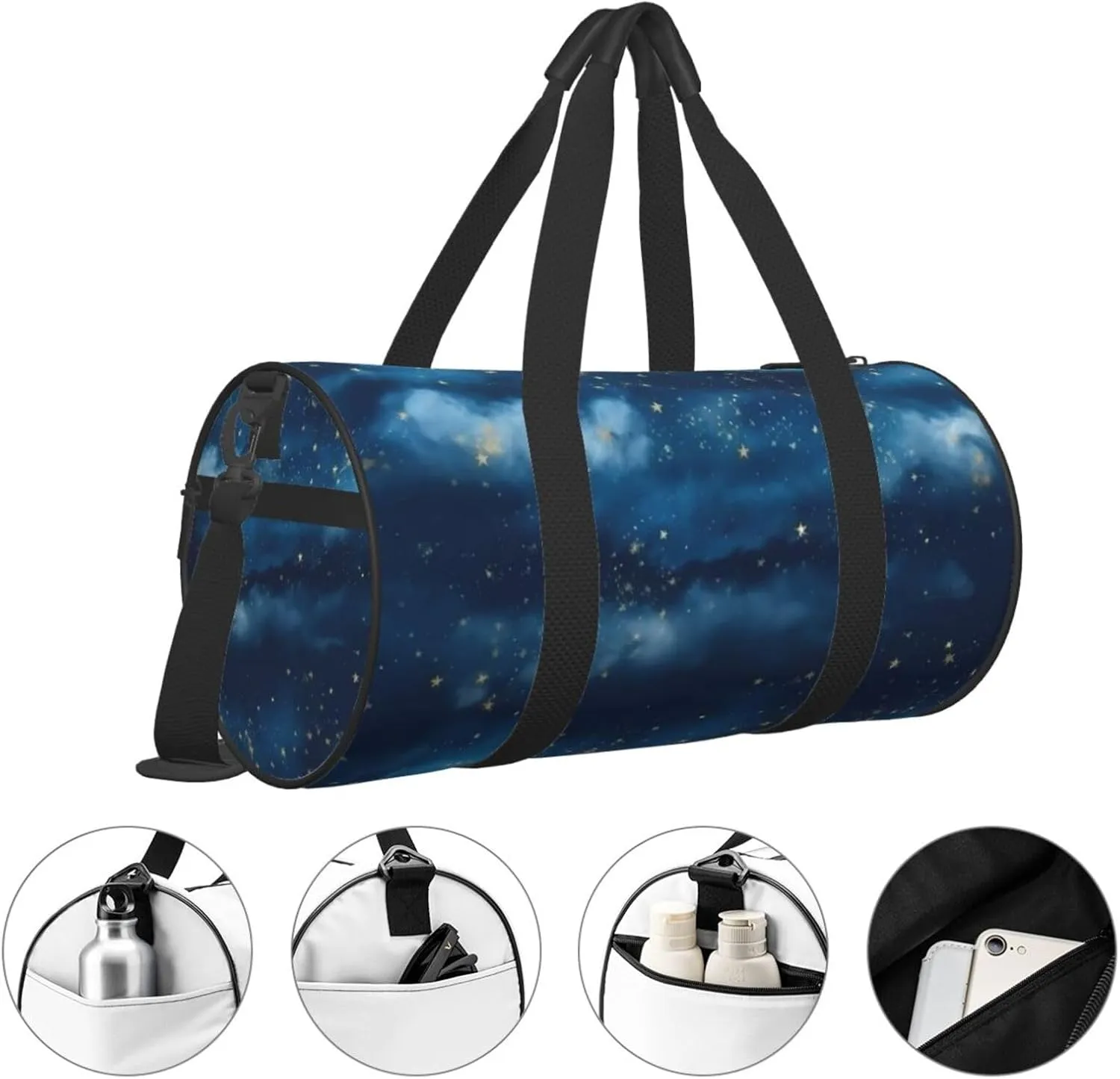 Travel Duffle Bag Weekender Bags For Men Women With Shoe Compartment Large Capacity Weekender Overnight Bag Blue With Sky Stars Carry On Tote Bags Sport Gym Bag For Travel Yoga