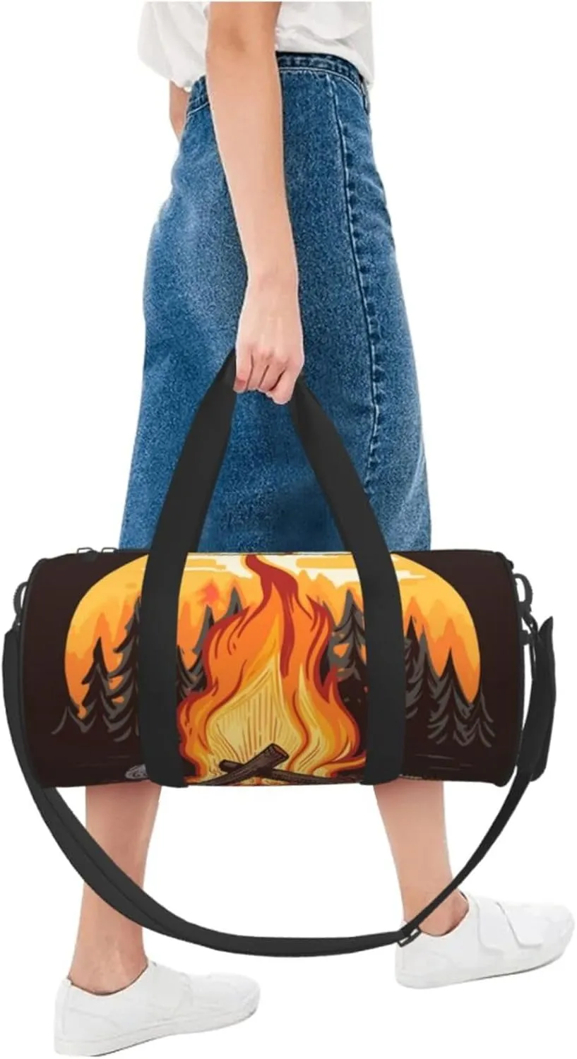 Travel Duffle Bag Weekender Bags for Men Women with Shoe Compartment Large Capacity Weekender Overnight Bag Bonfire Carry On Tote Bags Sport Gym Bag for Travel Yoga