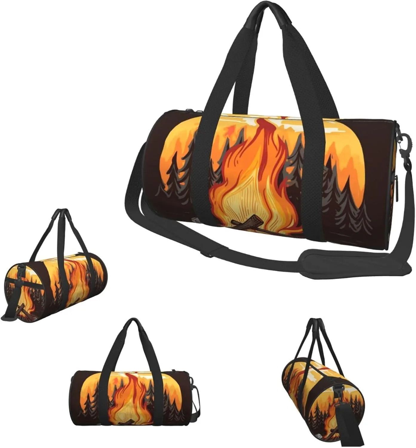 Travel Duffle Bag Weekender Bags for Men Women with Shoe Compartment Large Capacity Weekender Overnight Bag Bonfire Carry On Tote Bags Sport Gym Bag for Travel Yoga