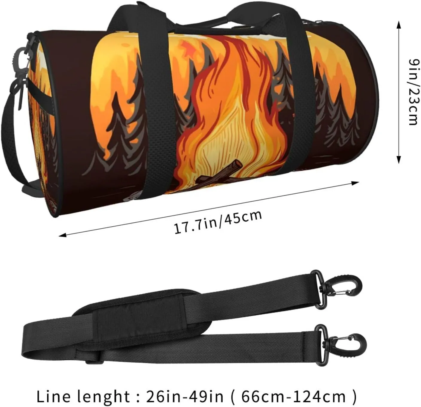 Travel Duffle Bag Weekender Bags for Men Women with Shoe Compartment Large Capacity Weekender Overnight Bag Bonfire Carry On Tote Bags Sport Gym Bag for Travel Yoga