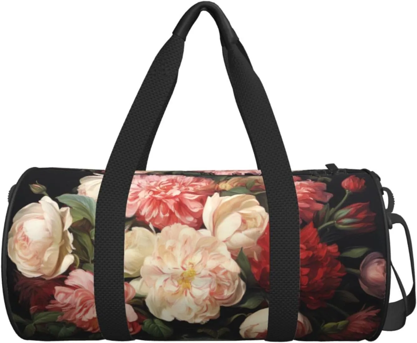 Travel Duffle Bag Weekender Bags for Men Women with Shoe Compartment Large Capacity Weekender Overnight Bag Bowl with Peonies and Rose Carry On Tote Bags Sport Gym Bag for Travel Yoga