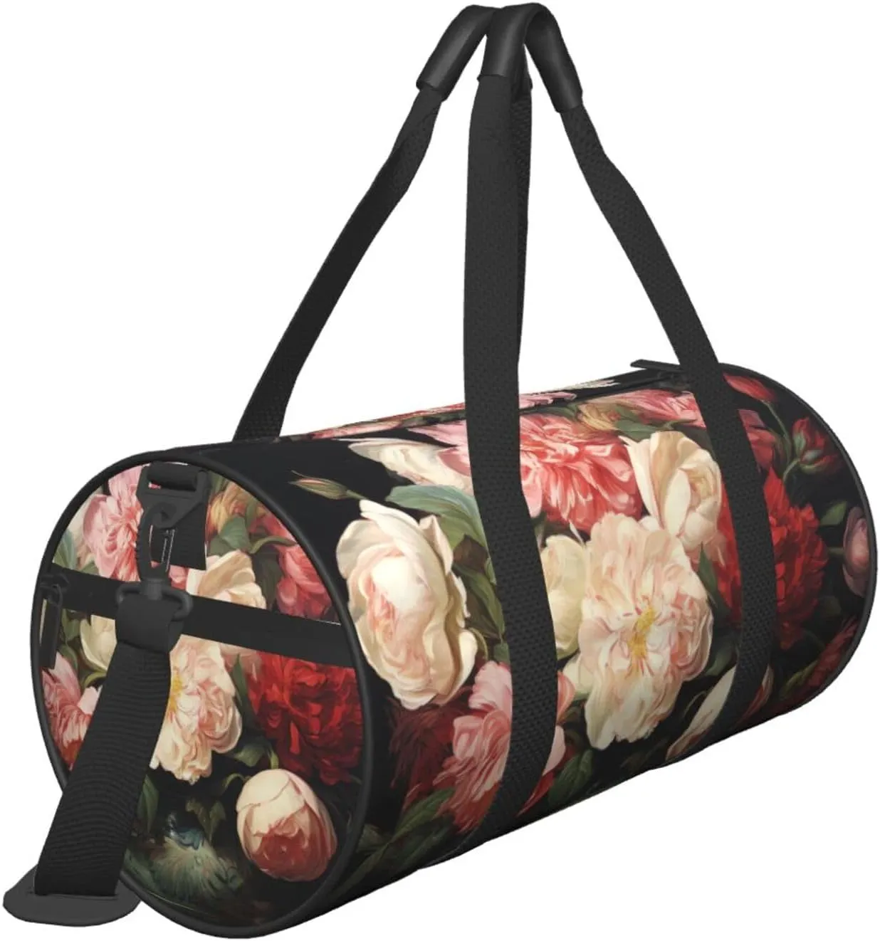 Travel Duffle Bag Weekender Bags for Men Women with Shoe Compartment Large Capacity Weekender Overnight Bag Bowl with Peonies and Rose Carry On Tote Bags Sport Gym Bag for Travel Yoga