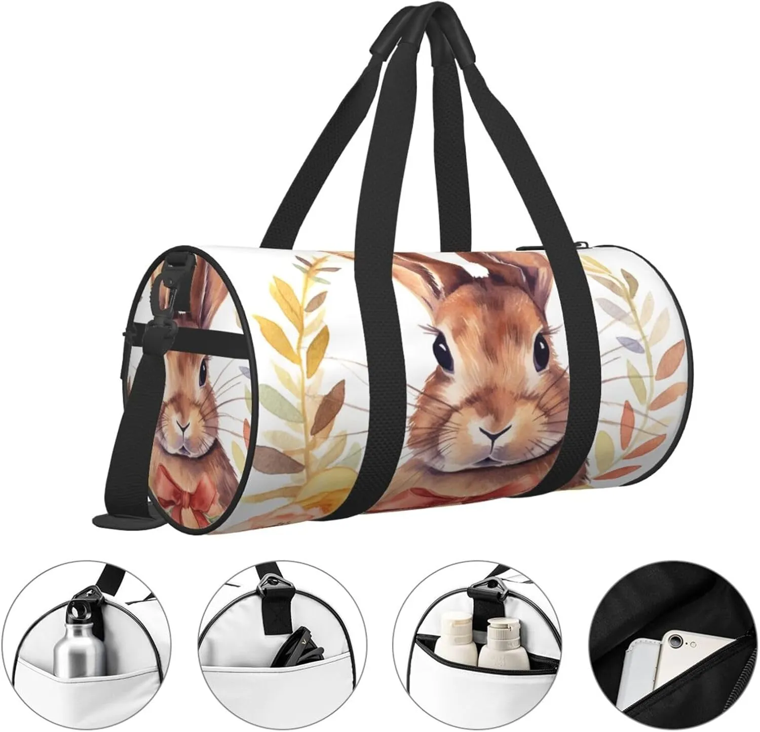 Travel Duffle Bag Weekender Bags for Men Women with Shoe Compartment Large Capacity Weekender Overnight Bag Bunny Rosette Carry On Tote Bags Sport Gym Bag for Travel Yoga