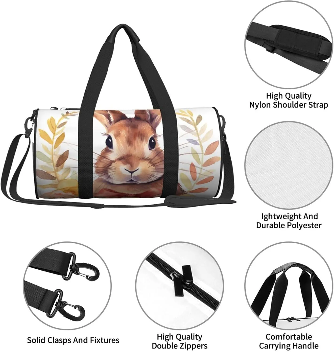 Travel Duffle Bag Weekender Bags for Men Women with Shoe Compartment Large Capacity Weekender Overnight Bag Bunny Rosette Carry On Tote Bags Sport Gym Bag for Travel Yoga