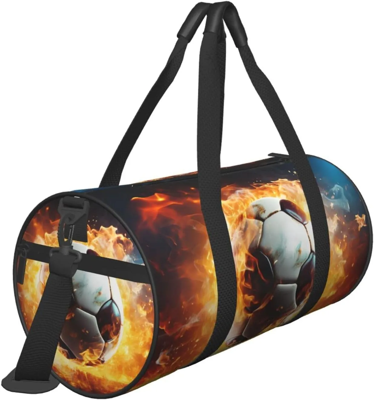 Travel Duffle Bag Weekender Bags for Men Women with Shoe Compartment Large Capacity Weekender Overnight Bag Burning Soccer Ball Carry On Tote Bags Sport Gym Bag for Travel Yoga