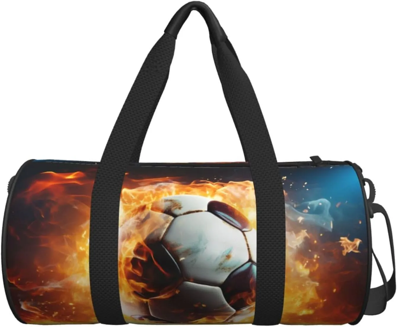 Travel Duffle Bag Weekender Bags for Men Women with Shoe Compartment Large Capacity Weekender Overnight Bag Burning Soccer Ball Carry On Tote Bags Sport Gym Bag for Travel Yoga