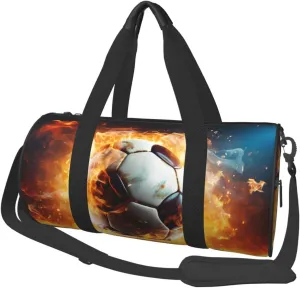 Travel Duffle Bag Weekender Bags for Men Women with Shoe Compartment Large Capacity Weekender Overnight Bag Burning Soccer Ball Carry On Tote Bags Sport Gym Bag for Travel Yoga
