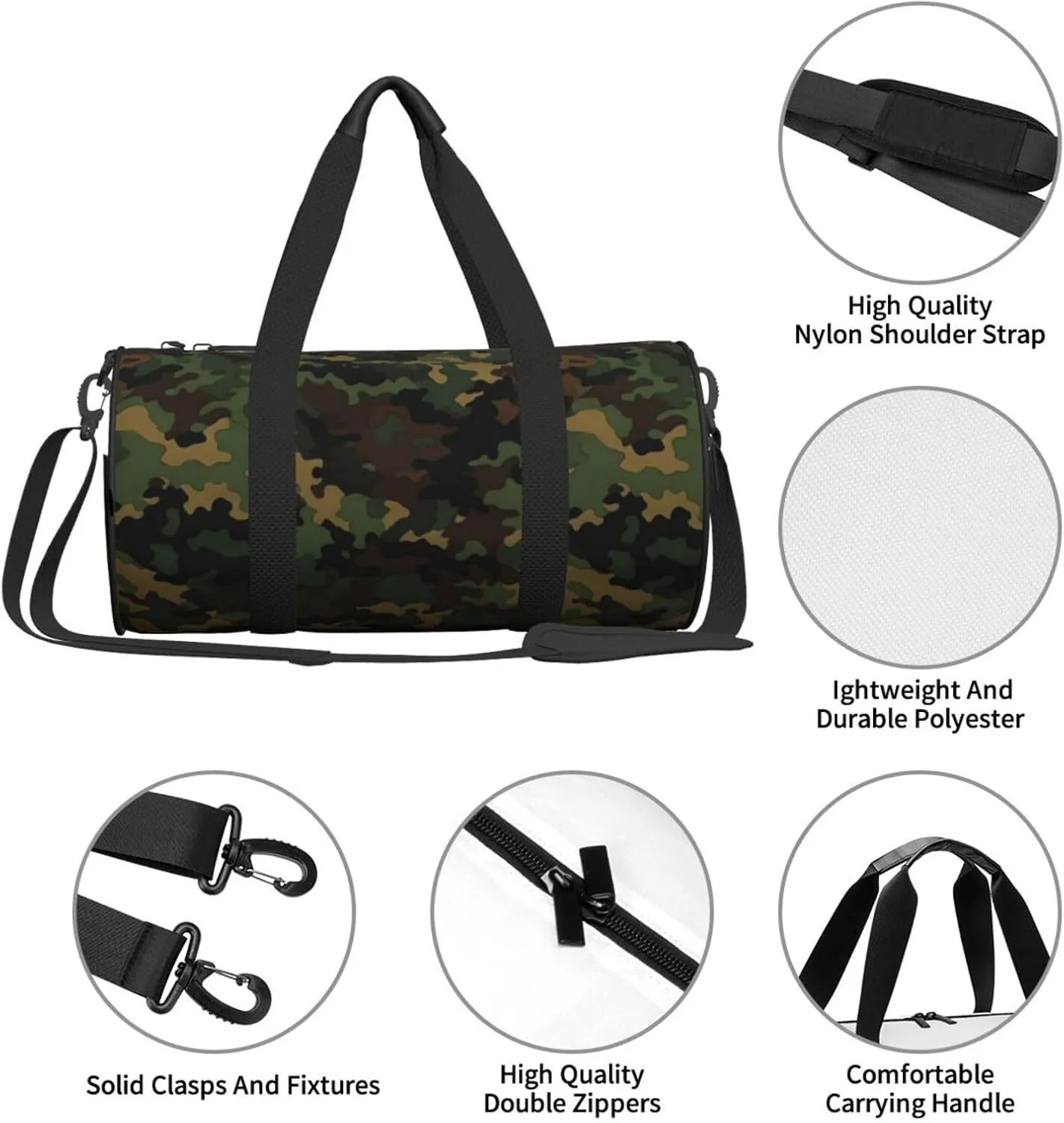 Travel Duffle Bag Weekender Bags For Men Women With Shoe Compartment Large Capacity Weekender Overnight Bag Camouflage Pattern Carry On Tote Bags Sport Gym Bag For Travel Yoga