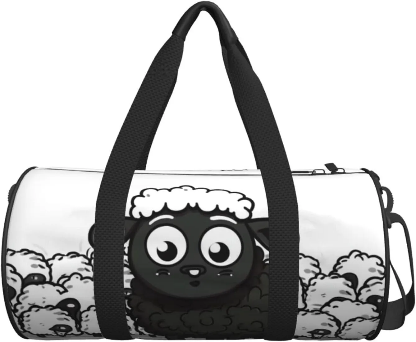 Travel Duffle Bag Weekender Bags For Men Women With Shoe Compartment Large Capacity Weekender Overnight Bag Cartoon Black White Sheep Carry On Tote Bags Sport Gym Bag For Travel Yoga