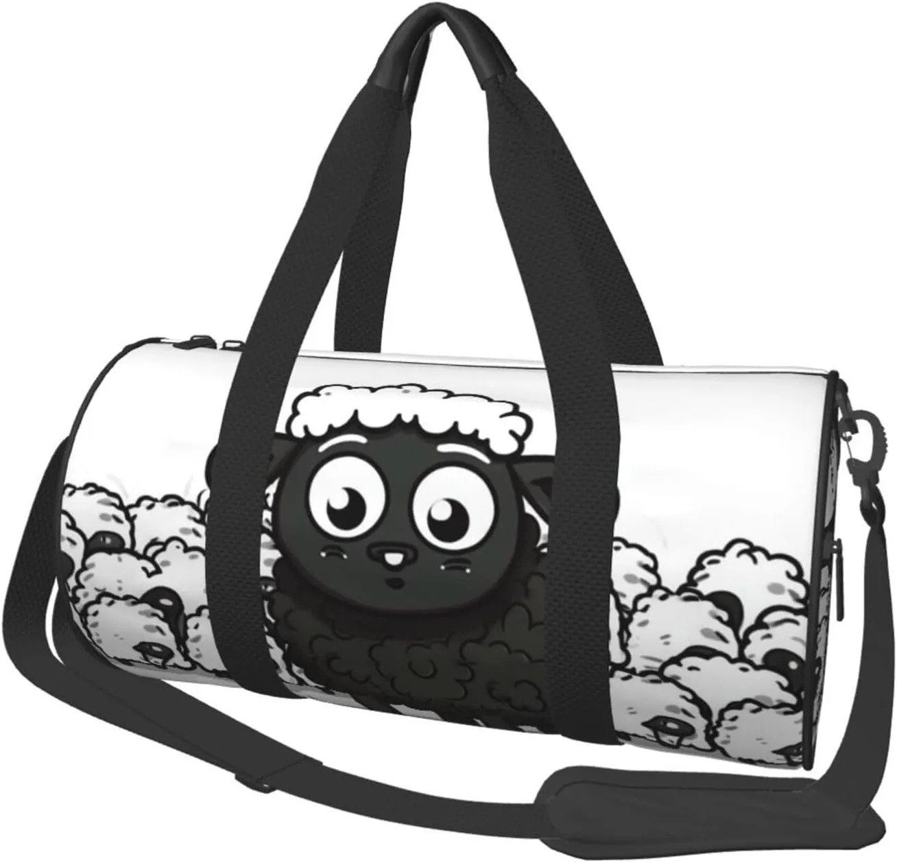 Travel Duffle Bag Weekender Bags For Men Women With Shoe Compartment Large Capacity Weekender Overnight Bag Cartoon Black White Sheep Carry On Tote Bags Sport Gym Bag For Travel Yoga