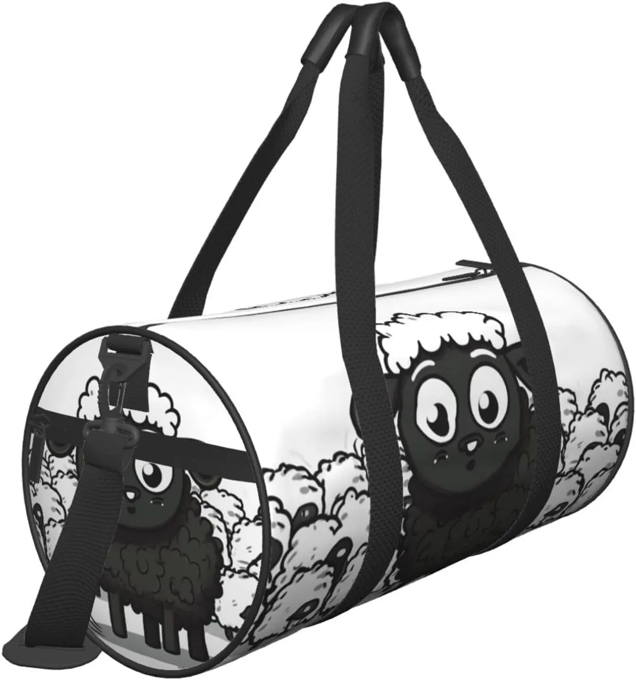 Travel Duffle Bag Weekender Bags For Men Women With Shoe Compartment Large Capacity Weekender Overnight Bag Cartoon Black White Sheep Carry On Tote Bags Sport Gym Bag For Travel Yoga