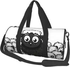 Travel Duffle Bag Weekender Bags For Men Women With Shoe Compartment Large Capacity Weekender Overnight Bag Cartoon Black White Sheep Carry On Tote Bags Sport Gym Bag For Travel Yoga