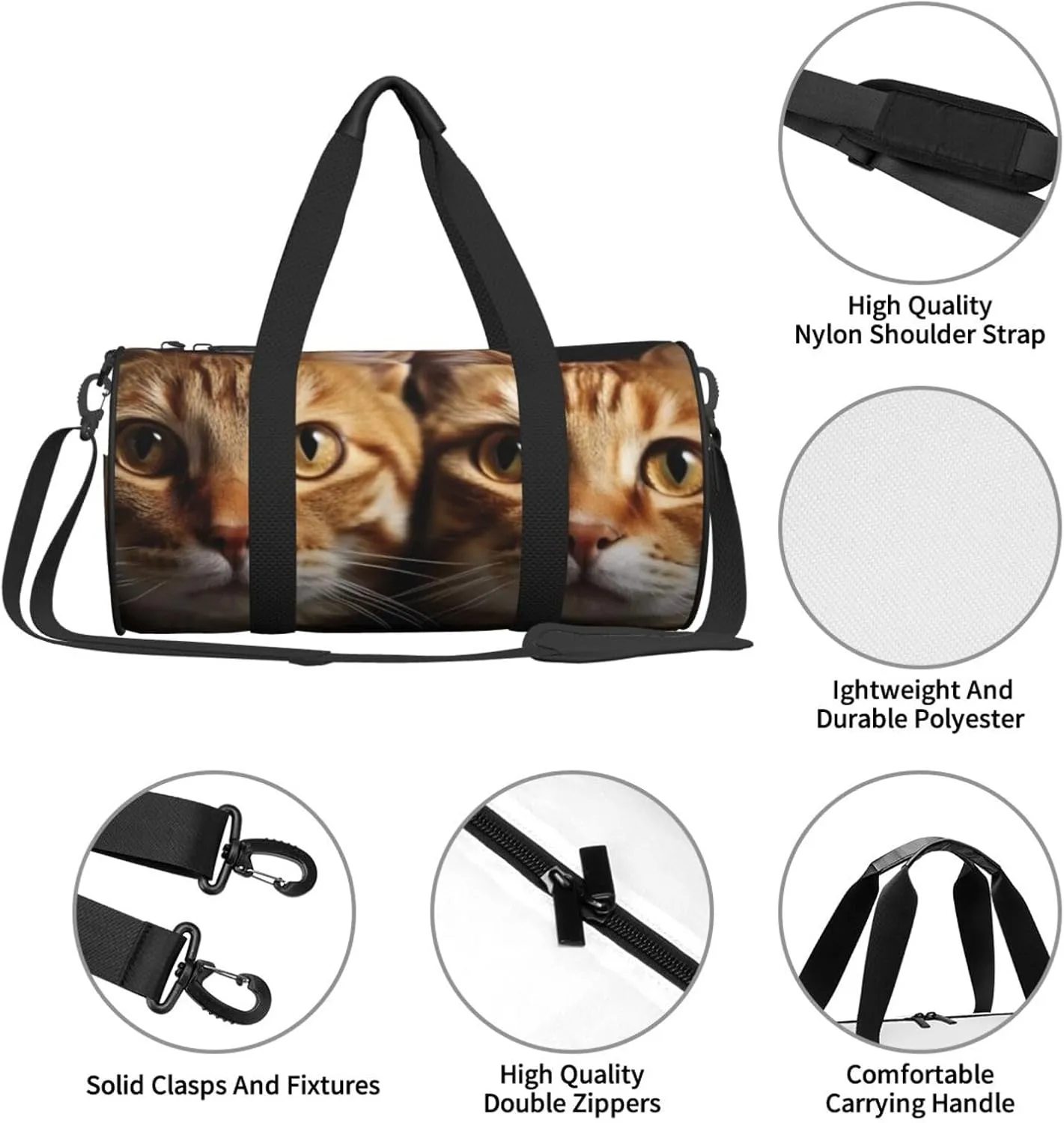 Travel Duffle Bag Weekender Bags For Men Women With Shoe Compartment Large Capacity Weekender Overnight Bag Cats Carry On Tote Bags Sport Gym Bag For Travel Yoga