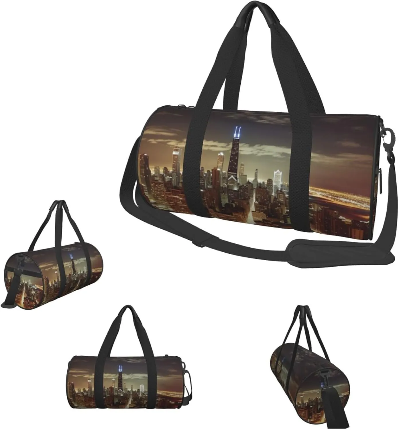 Travel Duffle Bag Weekender Bags For Men Women With Shoe Compartment Large Capacity Weekender Overnight Bag Chicago City Carry On Tote Bags Sport Gym Bag For Travel Yoga