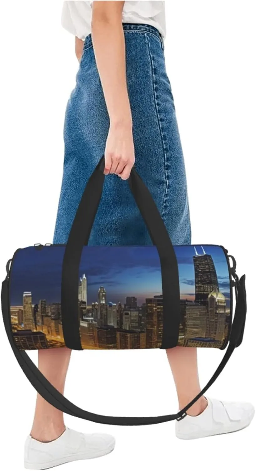Travel Duffle Bag Weekender Bags For Men Women With Shoe Compartment Large Capacity Weekender Overnight Bag Chicago Illinois Usa Carry On Tote Bags Sport Gym Bag For Travel Yoga