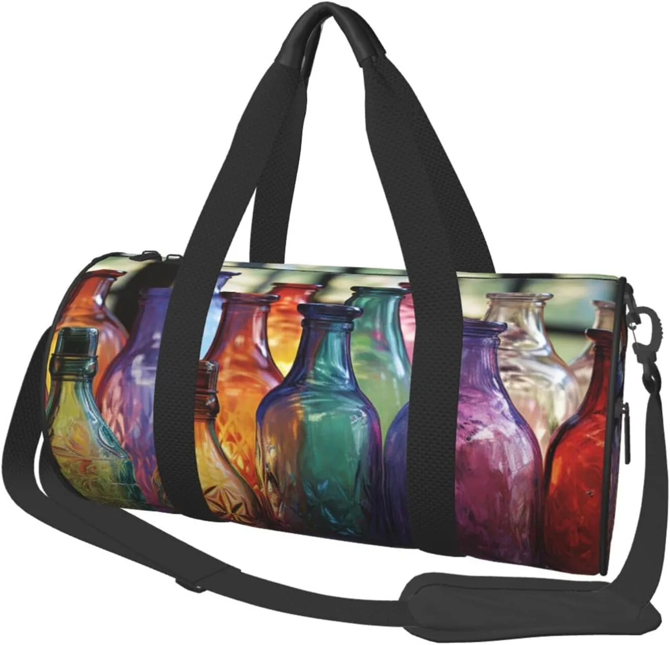 Travel Duffle Bag Weekender Bags For Men Women With Shoe Compartment Large Capacity Weekender Overnight Bag Colorful Glass Bottle Carry On Tote Bags Sport Gym Bag For Travel Yoga