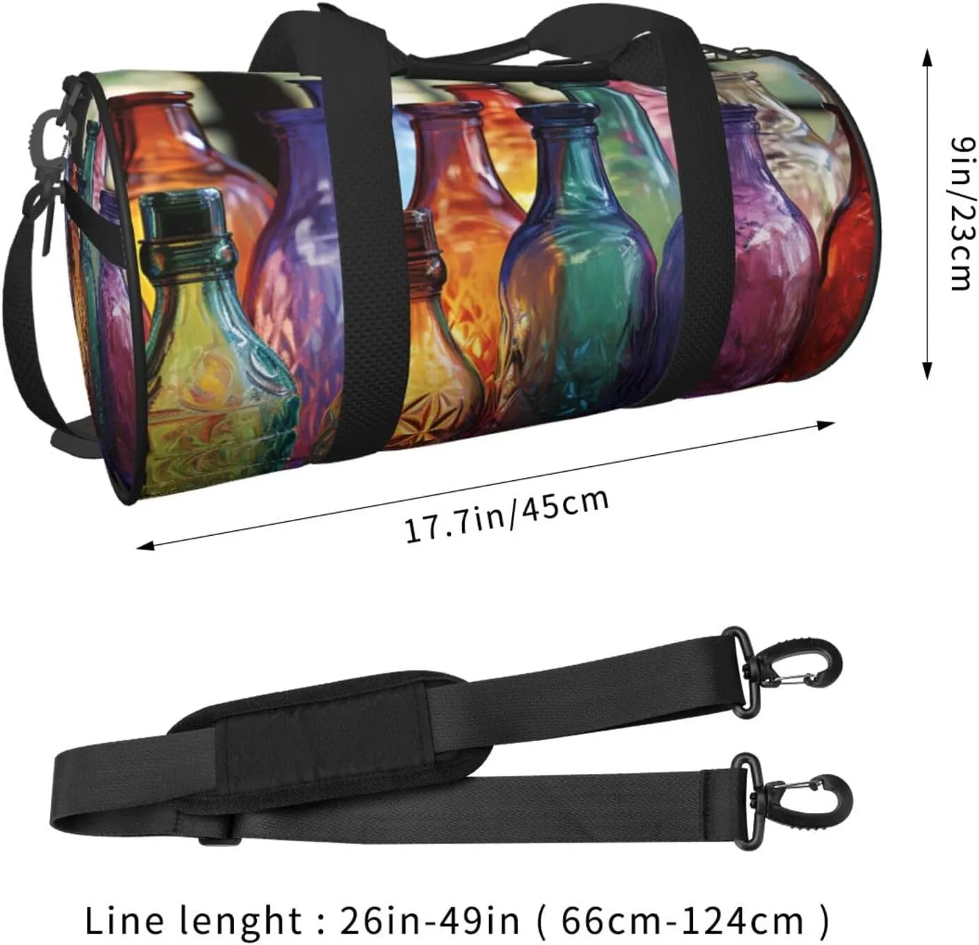 Travel Duffle Bag Weekender Bags For Men Women With Shoe Compartment Large Capacity Weekender Overnight Bag Colorful Glass Bottle Carry On Tote Bags Sport Gym Bag For Travel Yoga
