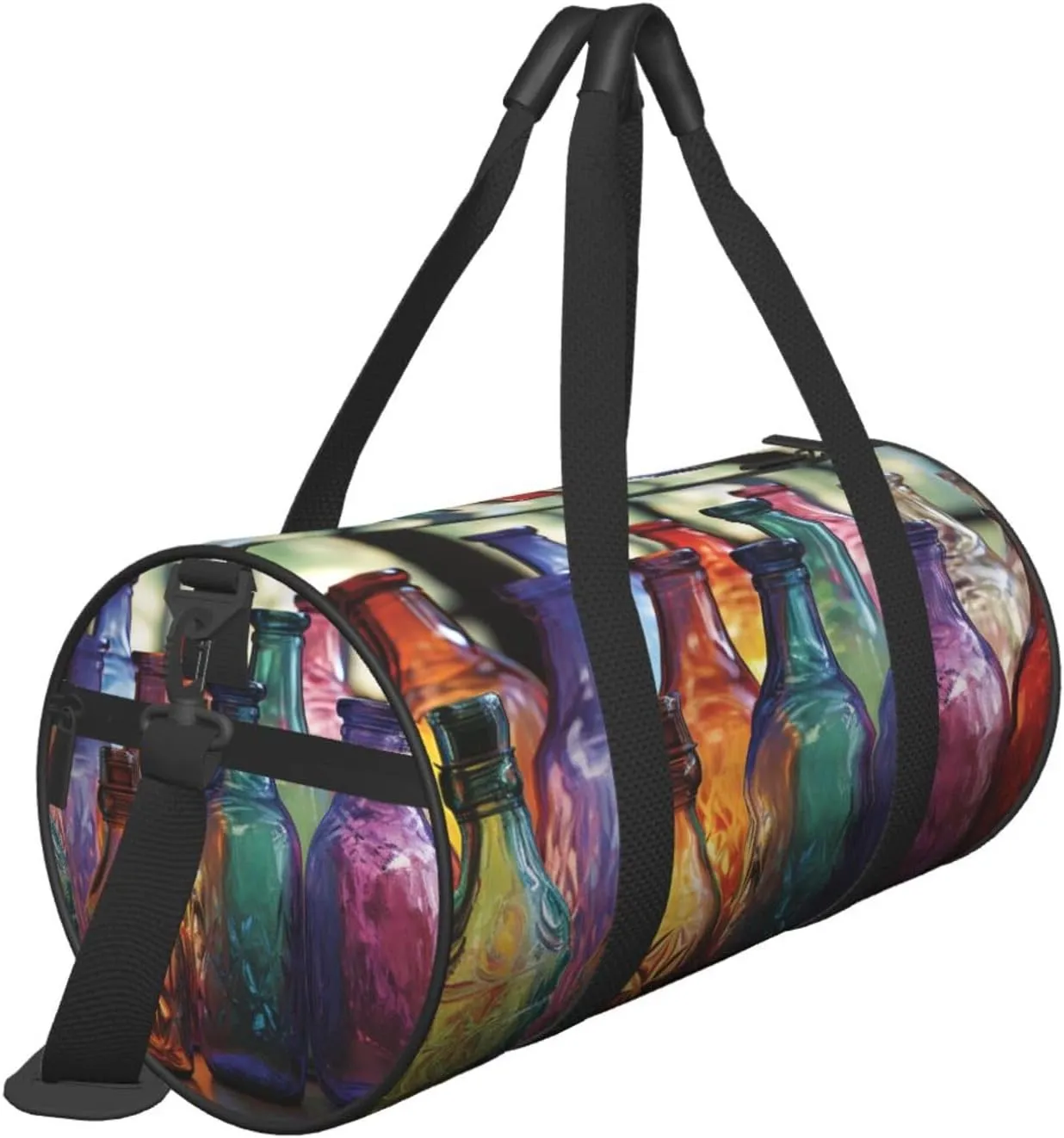 Travel Duffle Bag Weekender Bags For Men Women With Shoe Compartment Large Capacity Weekender Overnight Bag Colorful Glass Bottle Carry On Tote Bags Sport Gym Bag For Travel Yoga