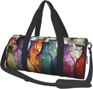 Travel Duffle Bag Weekender Bags For Men Women With Shoe Compartment Large Capacity Weekender Overnight Bag Colorful Glass Bottle Carry On Tote Bags Sport Gym Bag For Travel Yoga