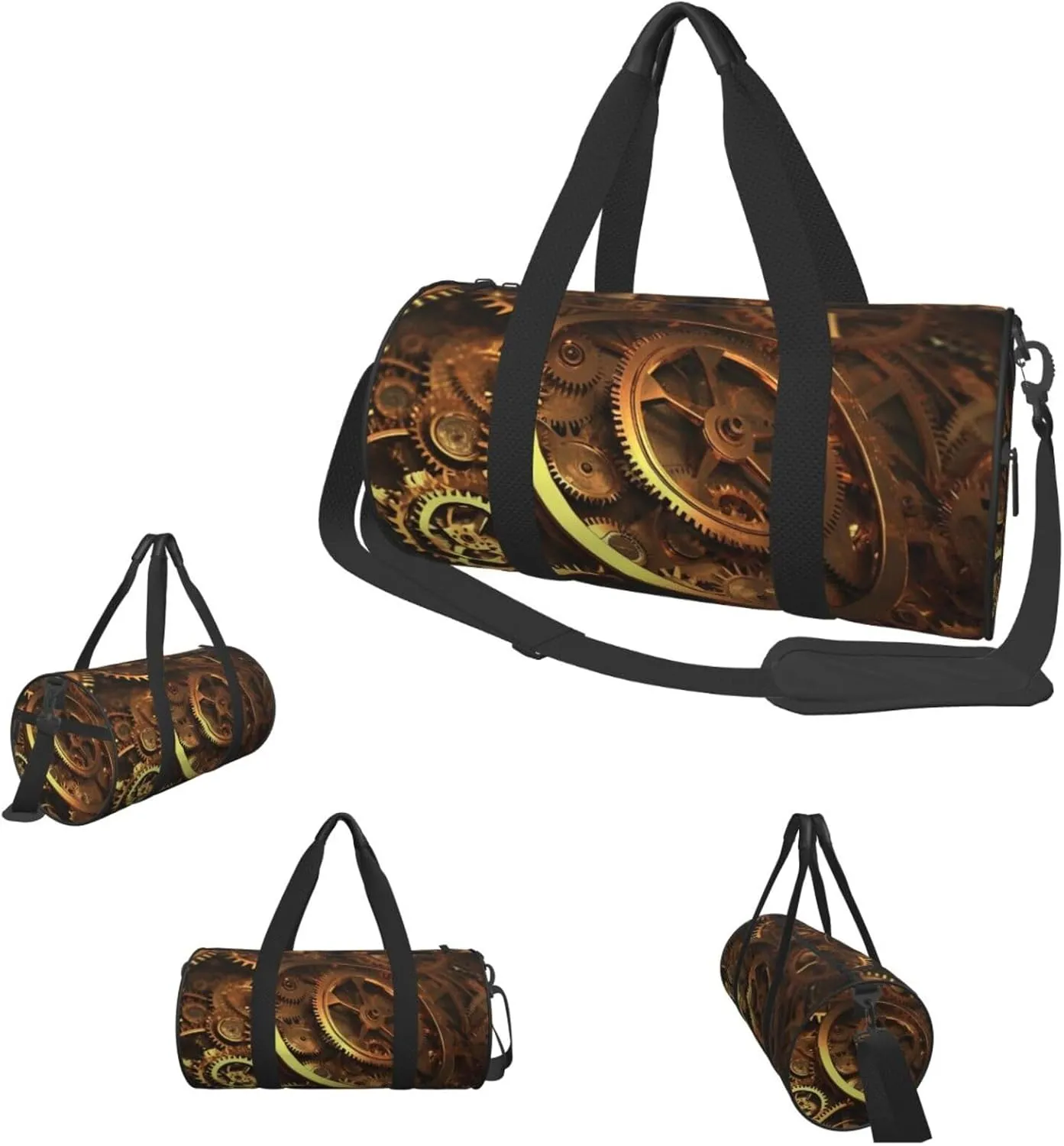 Travel Duffle Bag Weekender Bags For Men Women With Shoe Compartment Large Capacity Weekender Overnight Bag Cool Steampunk Gears Carry On Tote Bags Sport Gym Bag For Travel Yoga