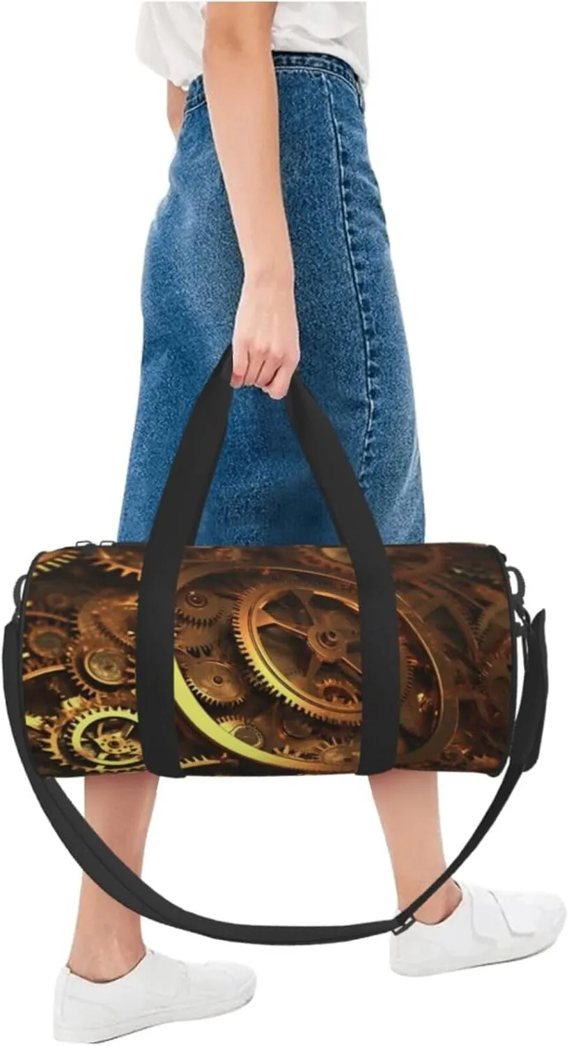 Travel Duffle Bag Weekender Bags For Men Women With Shoe Compartment Large Capacity Weekender Overnight Bag Cool Steampunk Gears Carry On Tote Bags Sport Gym Bag For Travel Yoga