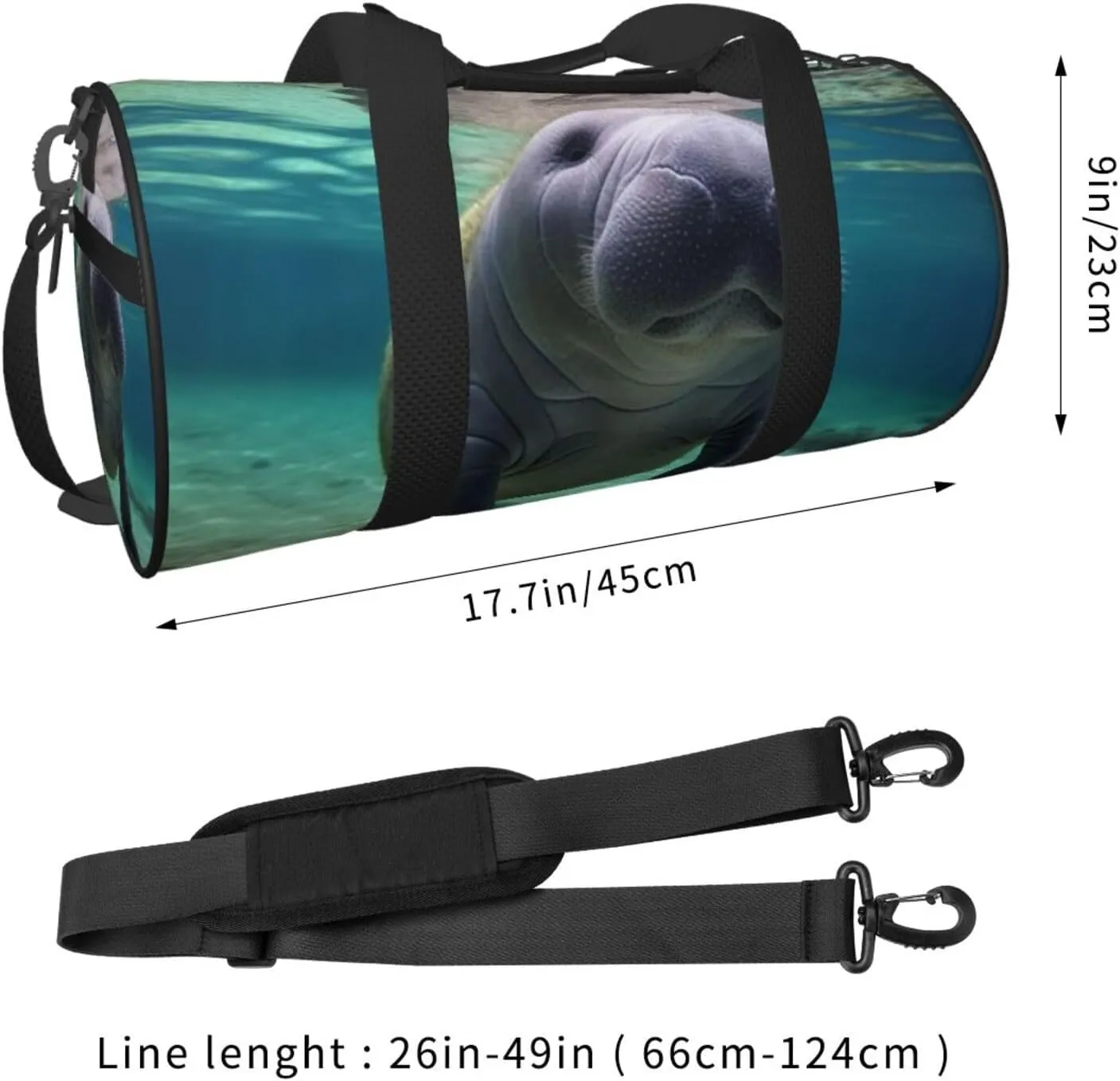 Travel Duffle Bag Weekender Bags For Men Women With Shoe Compartment Large Capacity Weekender Overnight Bag Cute Sea Animal Manatee Carry On Tote Bags Sport Gym Bag For Travel Yoga