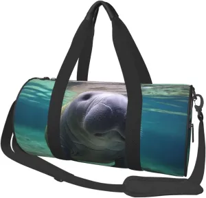 Travel Duffle Bag Weekender Bags For Men Women With Shoe Compartment Large Capacity Weekender Overnight Bag Cute Sea Animal Manatee Carry On Tote Bags Sport Gym Bag For Travel Yoga