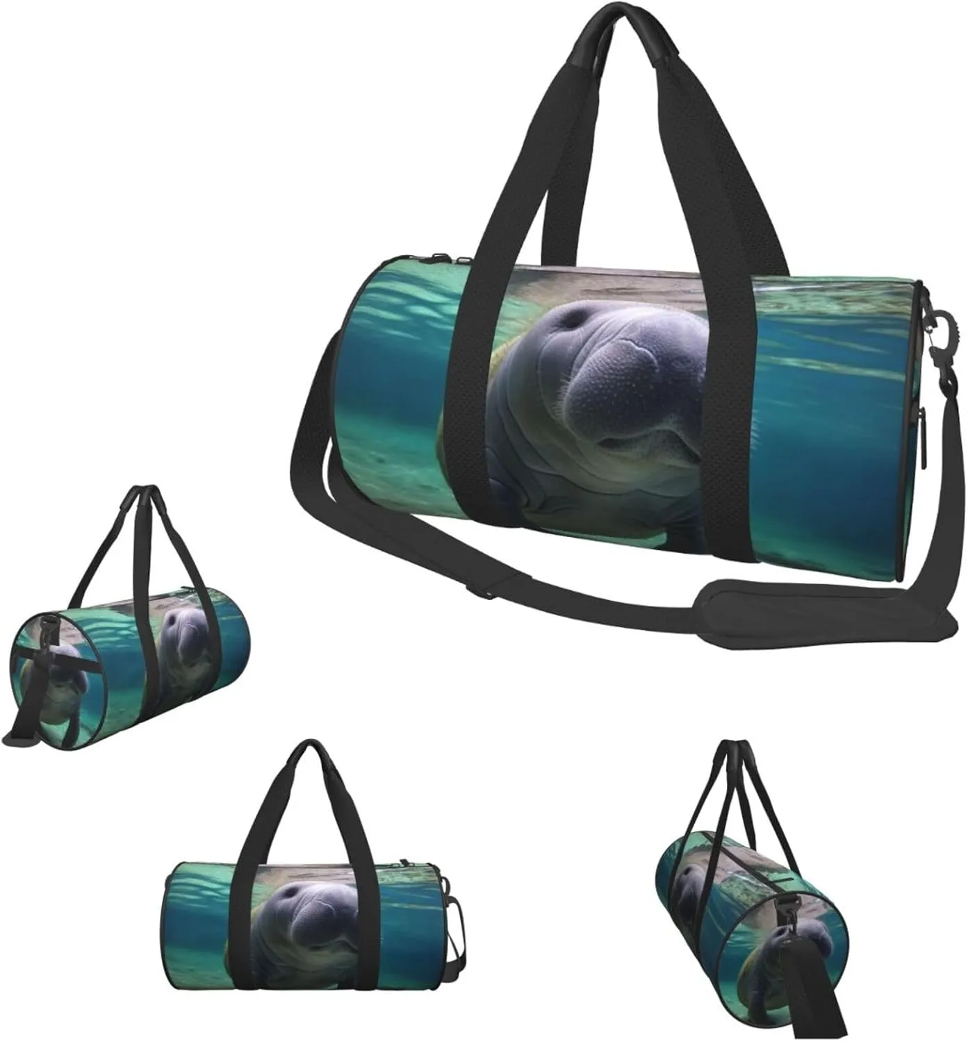 Travel Duffle Bag Weekender Bags For Men Women With Shoe Compartment Large Capacity Weekender Overnight Bag Cute Sea Animal Manatee Carry On Tote Bags Sport Gym Bag For Travel Yoga