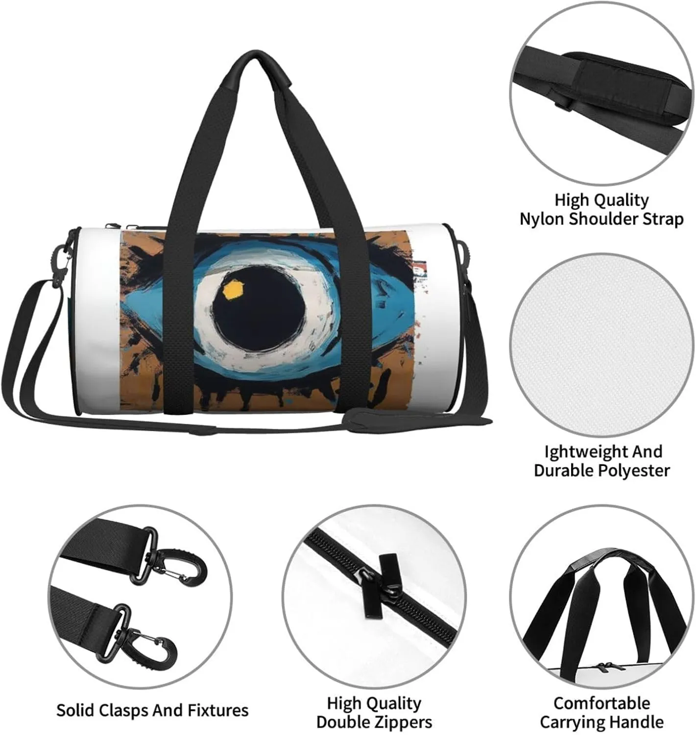 Travel Duffle Bag Weekender Bags for Men Women with Shoe Compartment Large Capacity Weekender Overnight Bag Evil Eye Carry On Tote Bags Sport Gym Bag for Travel Yoga