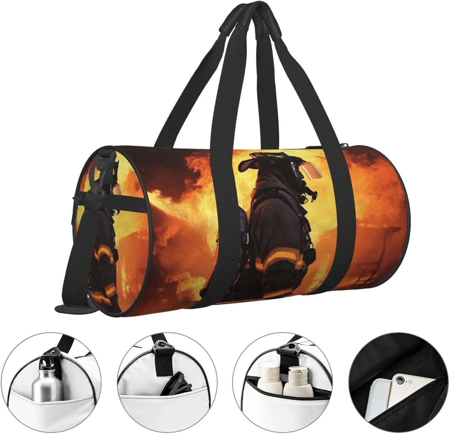 Travel Duffle Bag Weekender Bags For Men Women With Shoe Compartment Large Capacity Weekender Overnight Bag Firefighter Fireman Flame Carry On Tote Bags Sport Gym Bag For Travel Yoga