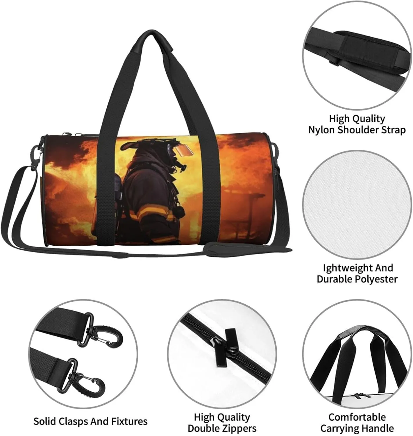Travel Duffle Bag Weekender Bags For Men Women With Shoe Compartment Large Capacity Weekender Overnight Bag Firefighter Fireman Flame Carry On Tote Bags Sport Gym Bag For Travel Yoga
