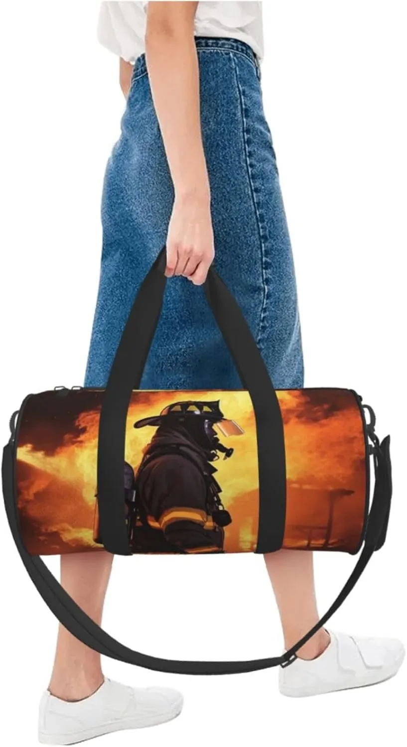 Travel Duffle Bag Weekender Bags For Men Women With Shoe Compartment Large Capacity Weekender Overnight Bag Firefighter Fireman Flame Carry On Tote Bags Sport Gym Bag For Travel Yoga