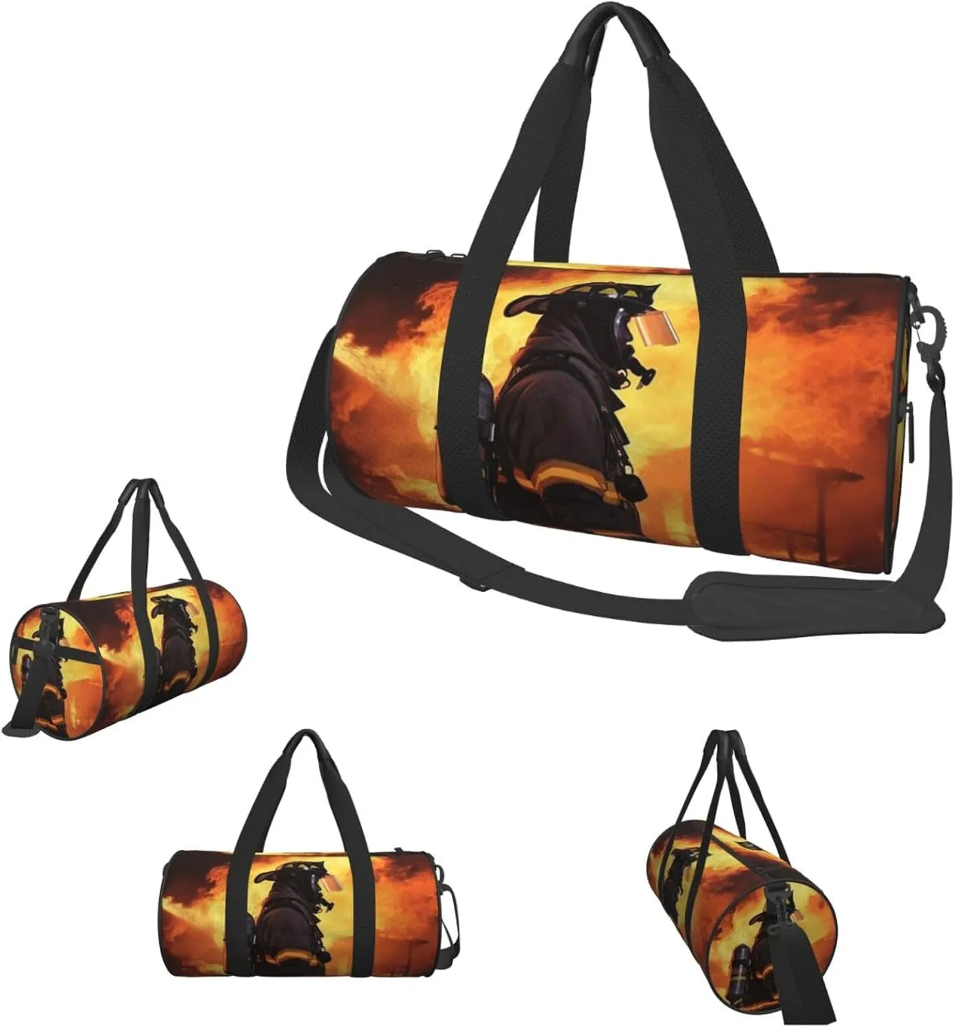 Travel Duffle Bag Weekender Bags For Men Women With Shoe Compartment Large Capacity Weekender Overnight Bag Firefighter Fireman Flame Carry On Tote Bags Sport Gym Bag For Travel Yoga