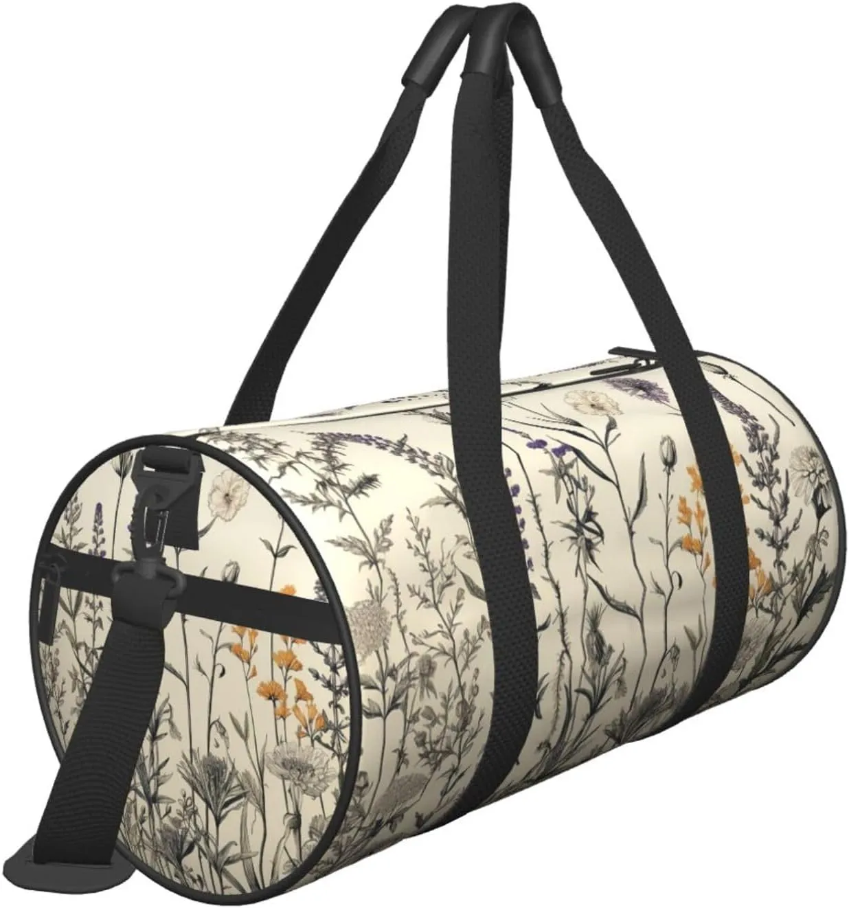 Travel Duffle Bag Weekender Bags for Men Women with Shoe Compartment Large Capacity Weekender Overnight Bag Floral Herbs Botanical Engraving Carry On Tote Bags Sport Gym Bag for Travel Yoga