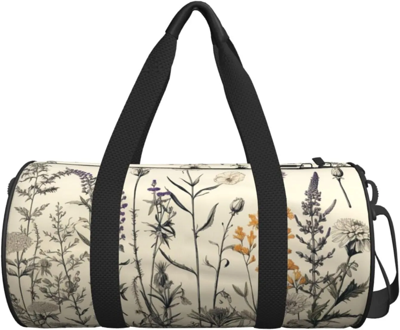 Travel Duffle Bag Weekender Bags for Men Women with Shoe Compartment Large Capacity Weekender Overnight Bag Floral Herbs Botanical Engraving Carry On Tote Bags Sport Gym Bag for Travel Yoga