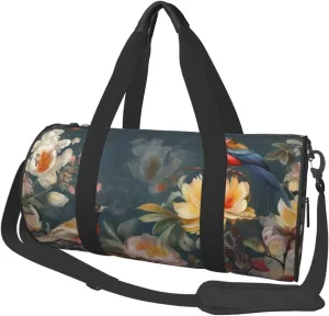 Travel Duffle Bag Weekender Bags For Men Women With Shoe Compartment Large Capacity Weekender Overnight Bag Flowers Birds Carry On Tote Bags Sport Gym Bag For Travel Yoga