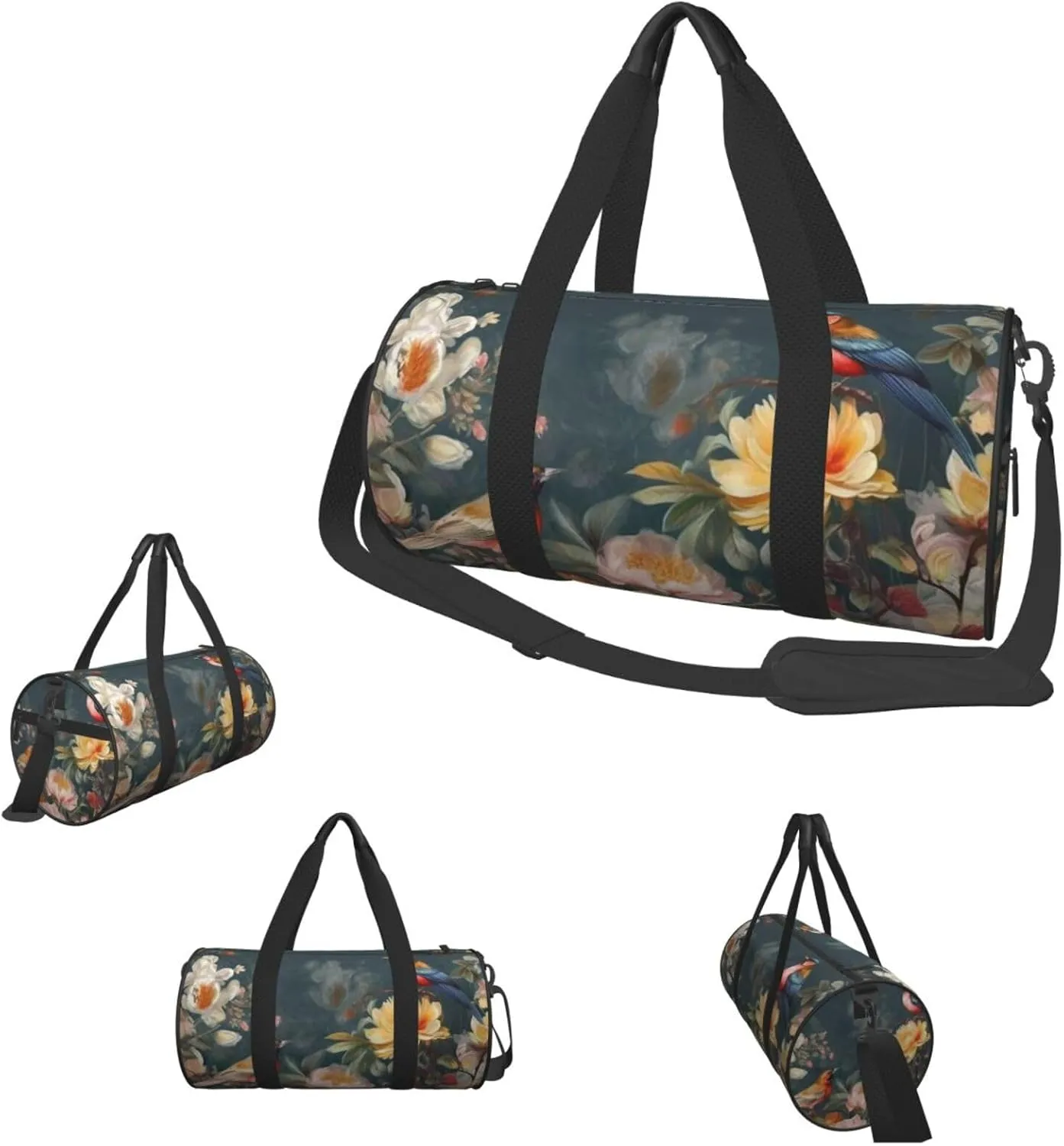 Travel Duffle Bag Weekender Bags For Men Women With Shoe Compartment Large Capacity Weekender Overnight Bag Flowers Birds Carry On Tote Bags Sport Gym Bag For Travel Yoga